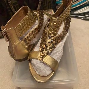 Golden Bedazzled Sandal